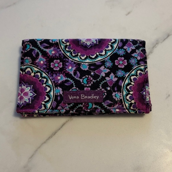 Vera Bradley Black and Purple Patterned card holder - Picture 1 of 2